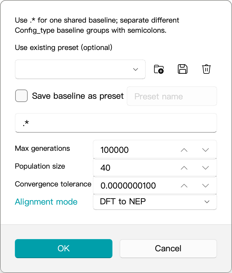 Energy Baseline Shift Dialog