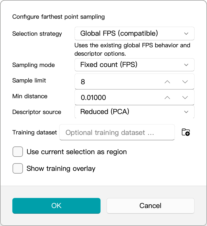 Sparse Samples Dialog