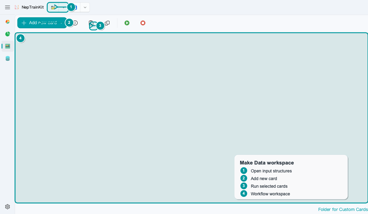 Empty Make Data workspace annotated overview