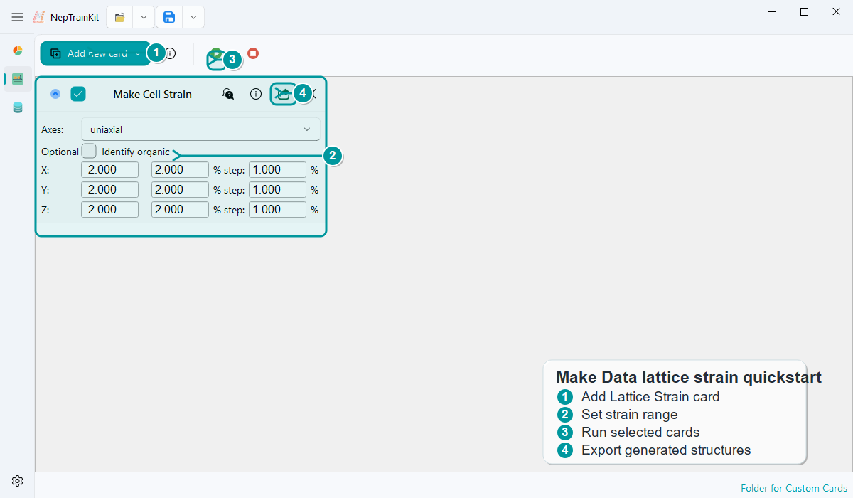 Lattice Strain card annotated quickstart