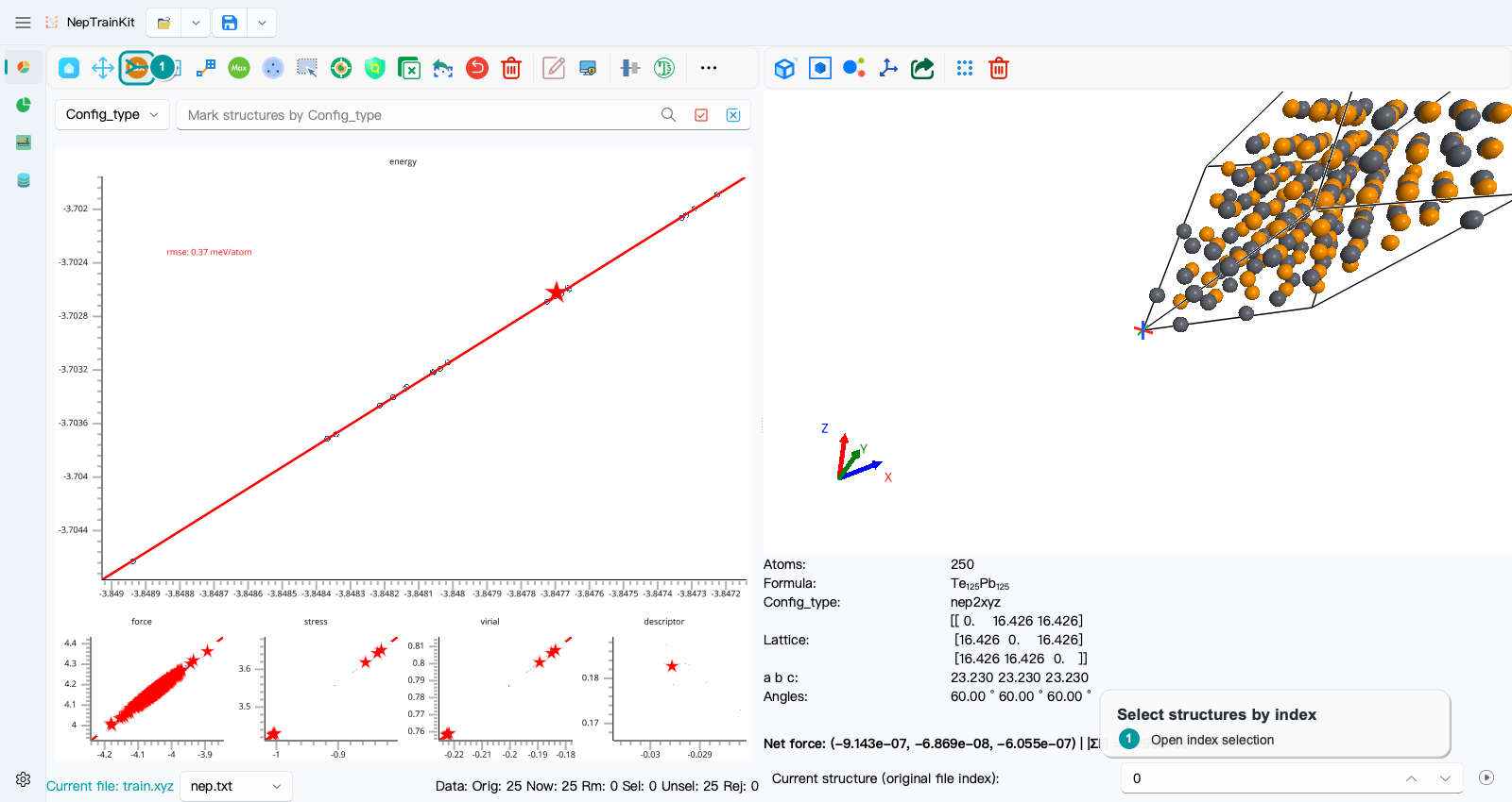 Entry point for selecting structures by index