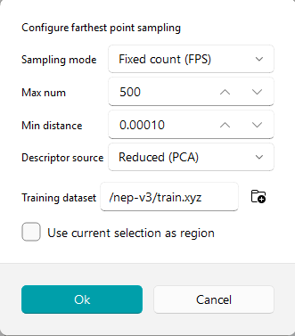 Sparse Samples Dialog